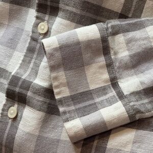 Banana Republic Factory Linen-Cotton Shirt (Gray/White)
